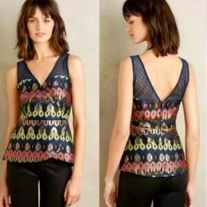Anthropologie HD in Paris Yana Jacquard Peplum Blouse
Size 6 NWOT